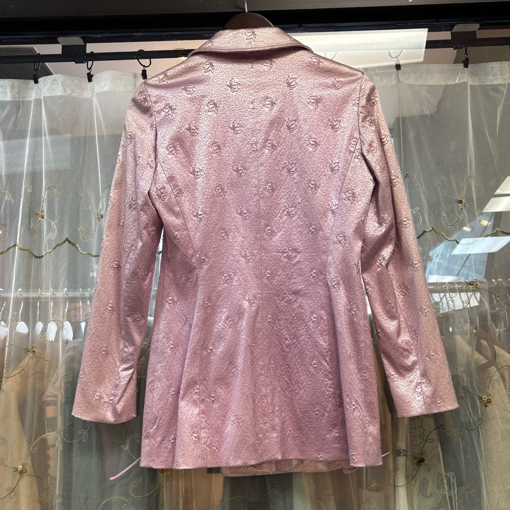 vintage french lavender purple silk pattern jacket embellished flower print - Picture 4 of 4